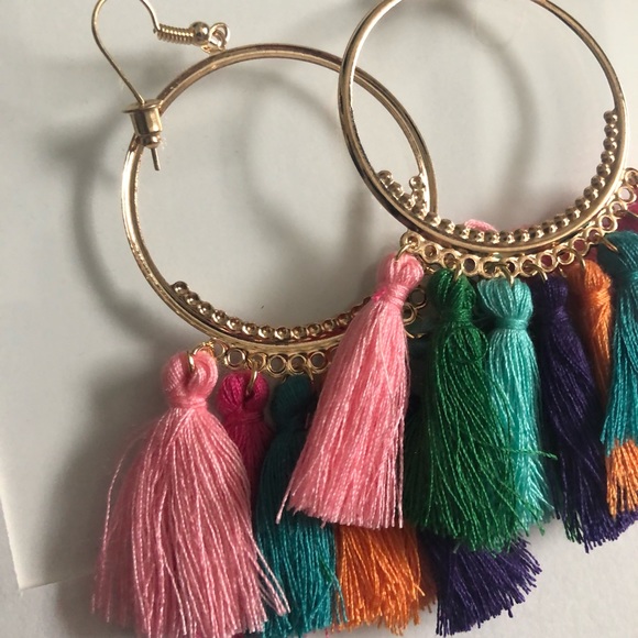 Multi color tassel earrings - Picture 3 of 3